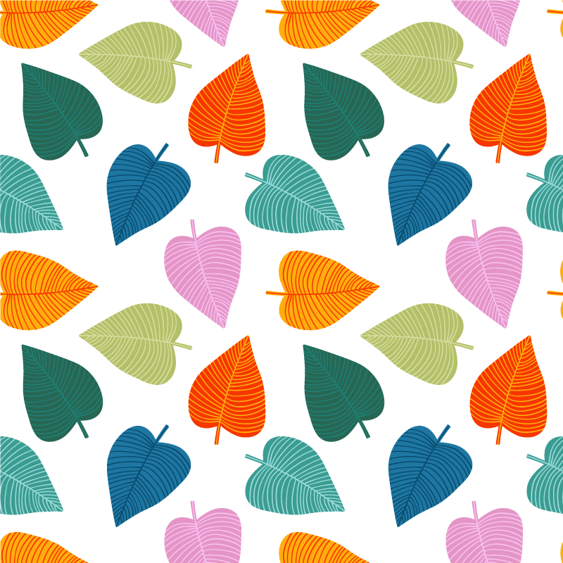 Flower vinyl rug with lively leaf patterns - TenStickers