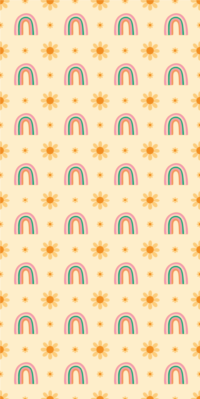 Flower vinyl rug floral and rainbow design - TenStickers