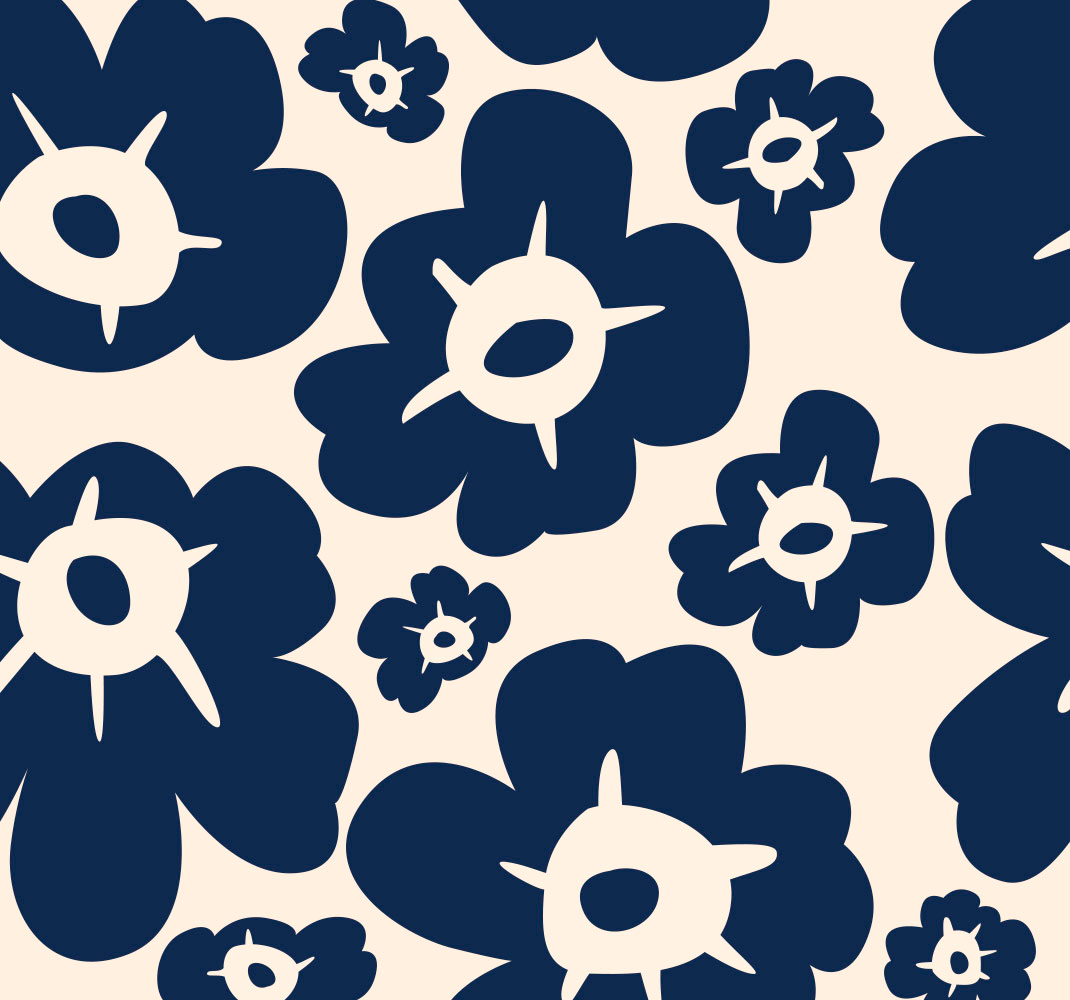 Flower vinyl rug dark blue poppy - TenStickers