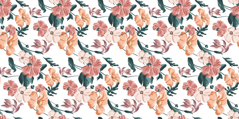 Flower vinyl rug blooming pattern design - TenStickers