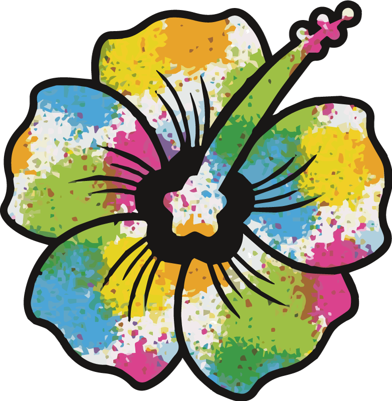 Flower vinyl rug colorful hibiscus blossom - TenStickers