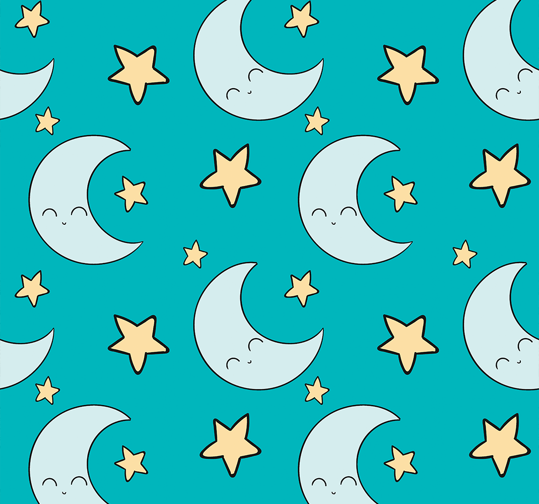 Star vinyl rug with joyful blue moons - TenStickers