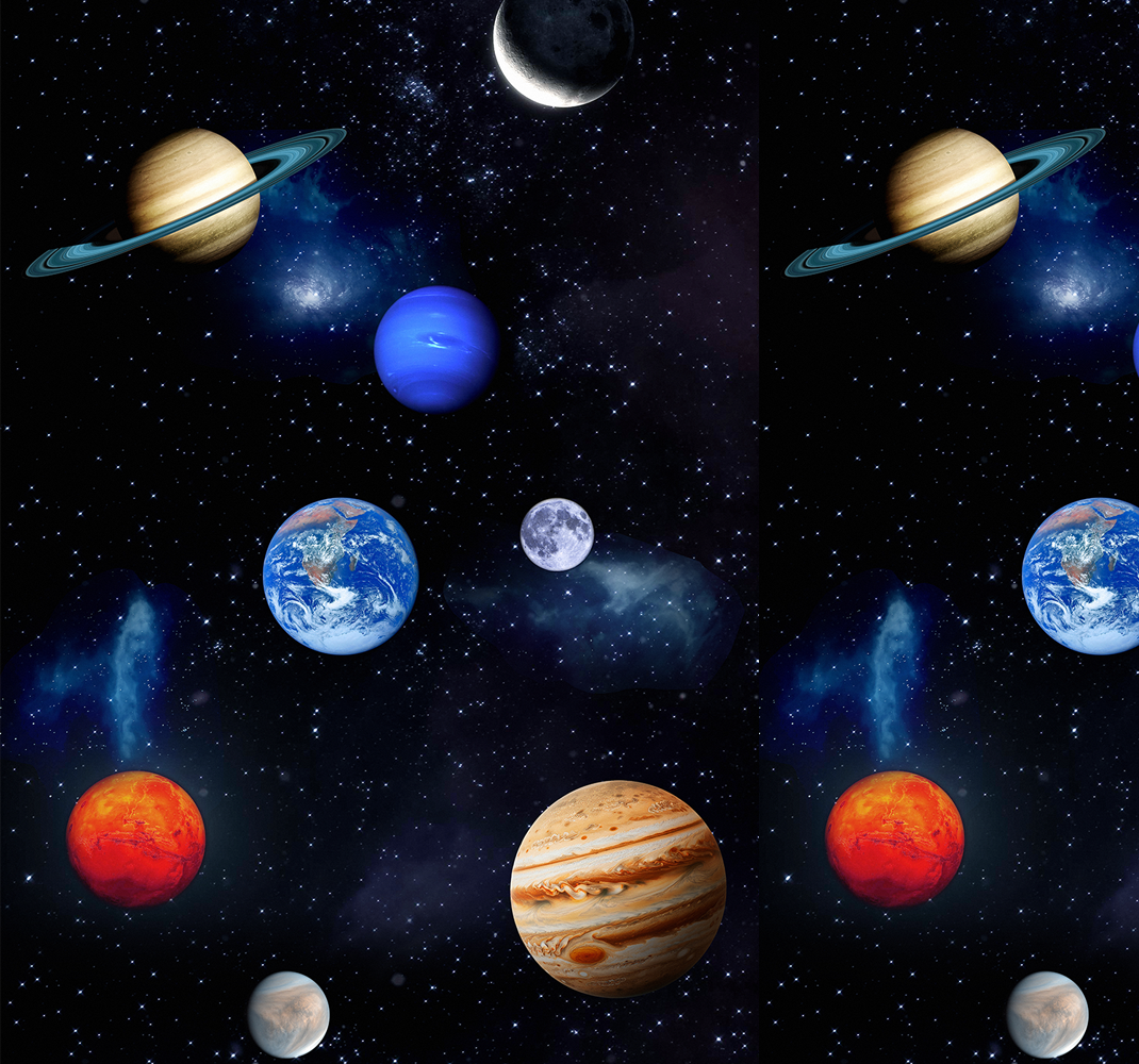 Star vinyl rug cosmos space planets - TenStickers