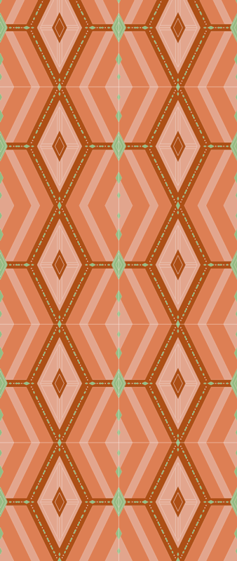 Geometric vinyl rug in 30s autumn hues - TenStickers