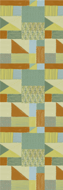 Geometric vinyl rug in colorful triangle patchwork - TenStickers