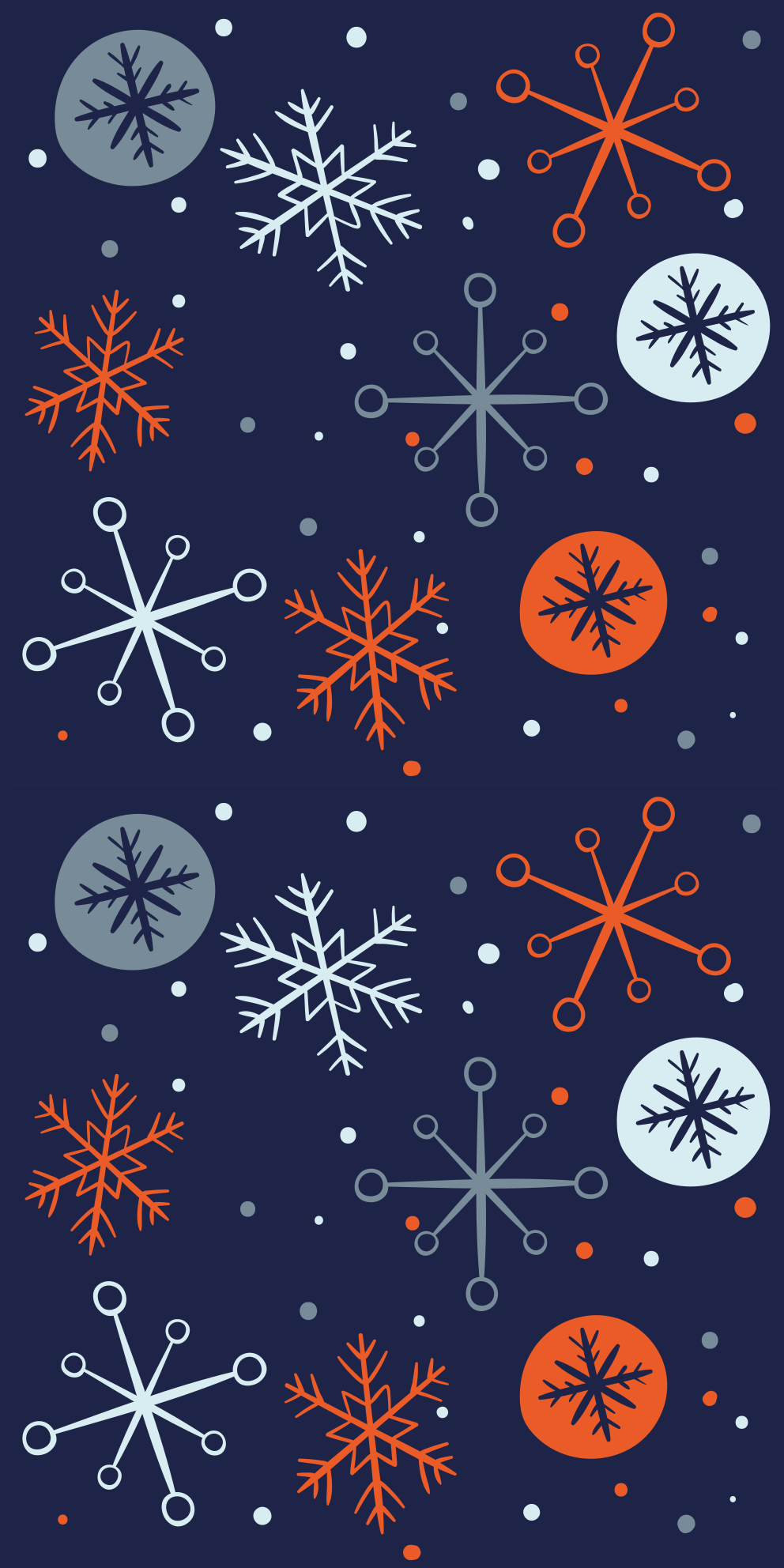 Christmas vinyl rug in blue and orange snowflakes - TenStickers