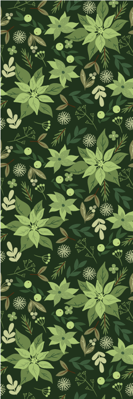 Christmas vinyl rug green flowers holiday decor - TenStickers