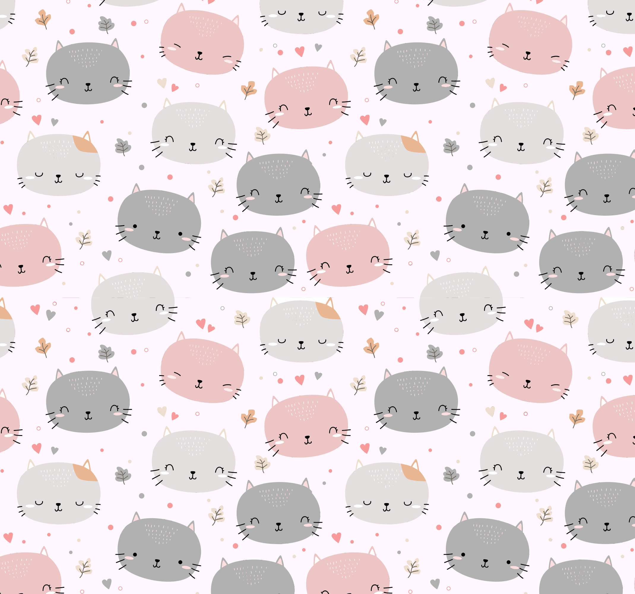 Bedroom vinyl rug featuring cute grey and pink kittens - TenStickers