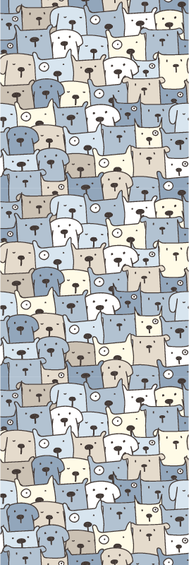 Bedroom vinyl rug with gray dog drawings - TenStickers