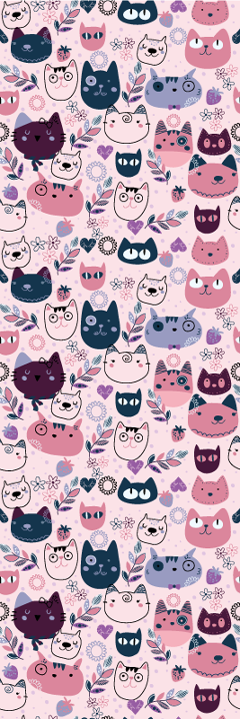 Bedroom vinyl rug with pink cat fashion pattern - TenStickers