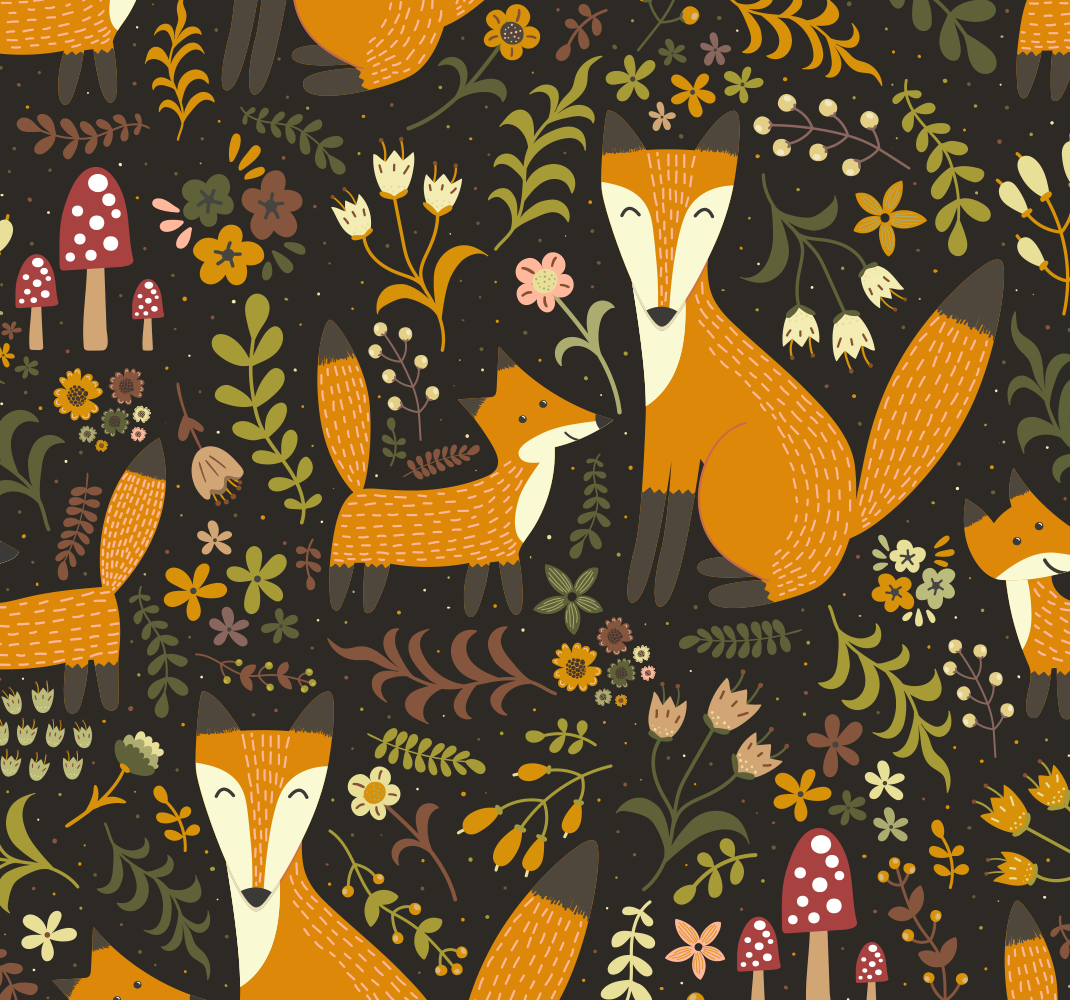 Vinyl rug with adorable foxes design - TenStickers