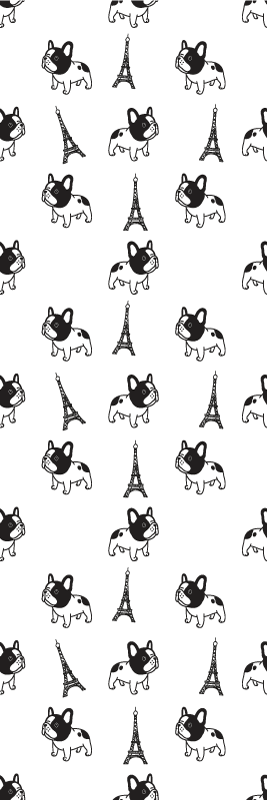 Bedroom vinyl rug french bulldog à paris - TenStickers
