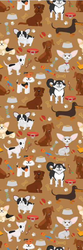 Bedroom vinyl rug featuring various cute dog designs - TenStickers