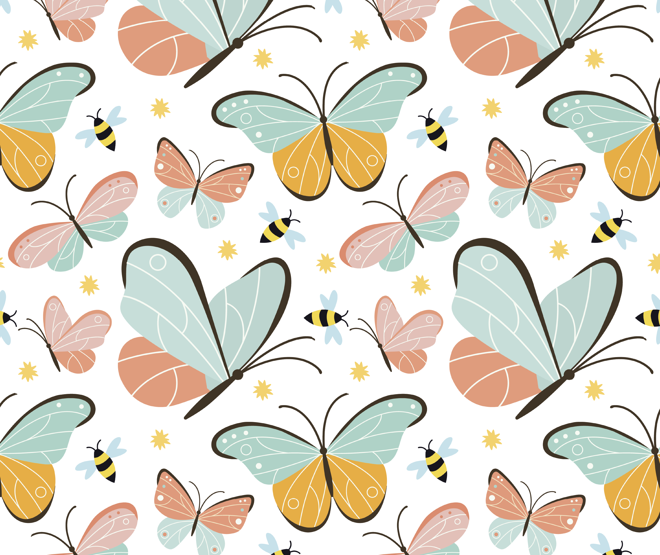 Bedroom vinyl rug with butterflies and bees - TenStickers