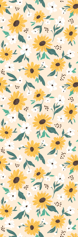 Bedroom vinyl rug with sunflower beige background - TenStickers