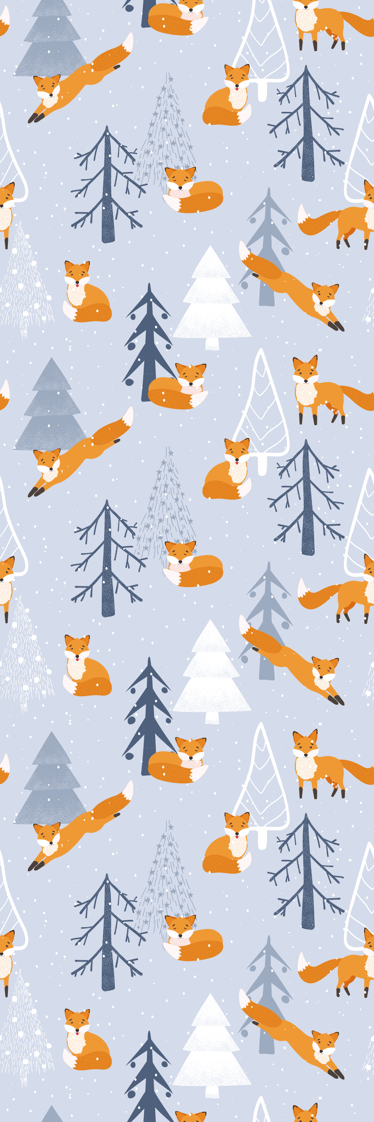 Bedroom vinyl rug with cute fox winter forest design - TenStickers