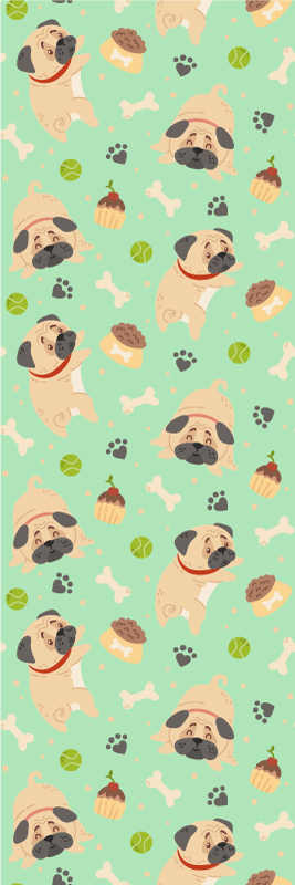 Bedroom vinyl rug of a chubby bulldog with a bone - TenStickers