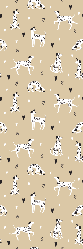 Bedroom vinyl rug with beige drawn dogs pattern - TenStickers