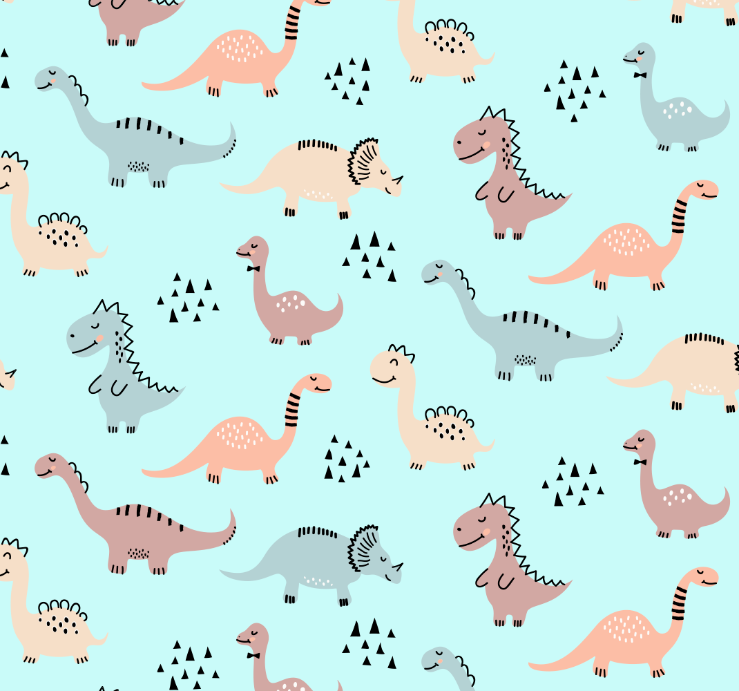 Bedroom vinyl rug with blue background and dino print - TenStickers