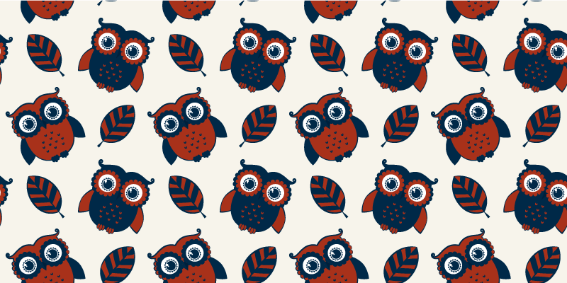 Nature vinyl rug with blue and red owl pattern - TenStickers