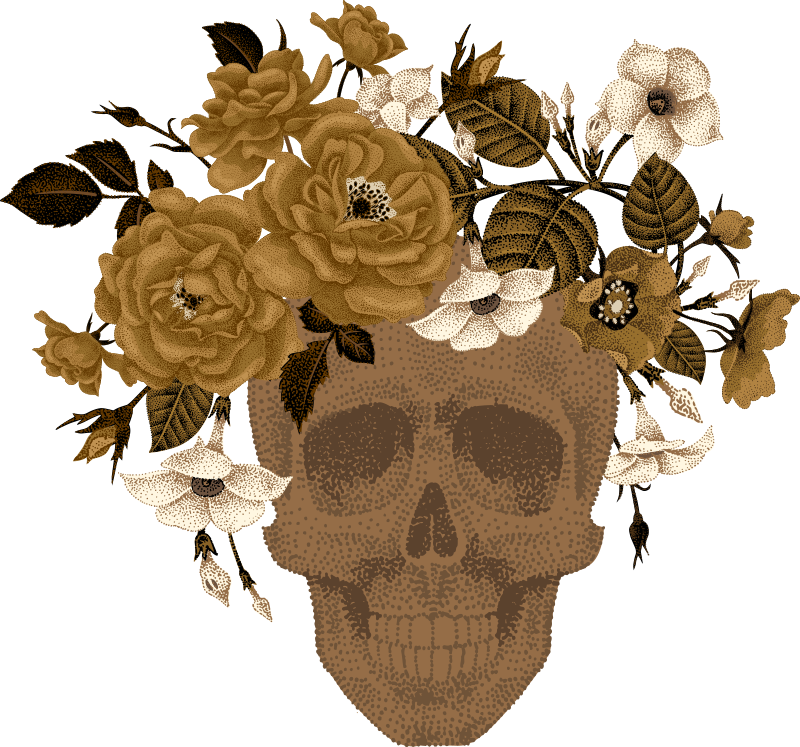 Nature vinyl rug skull floral design - TenStickers