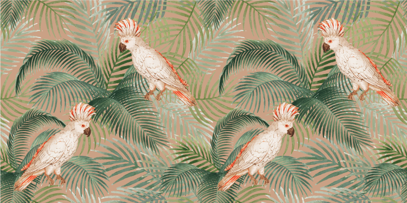 Nature vinyl rug tropical parrots and palms - TenStickers