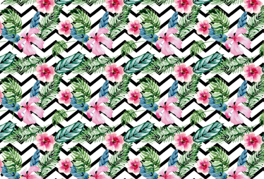 Zigzag tropical lines flower vinyl rug - TenStickers