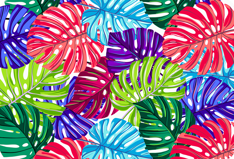 Monstera tropical flower vinyl rug - TenStickers