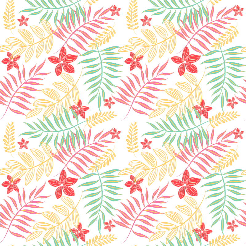 Flower vinyl rug with neon leaves design - TenStickers