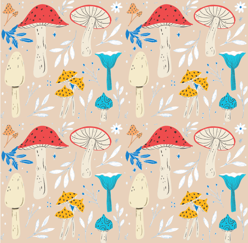 Flower vinyl rug with classic beige mushroom design - TenStickers