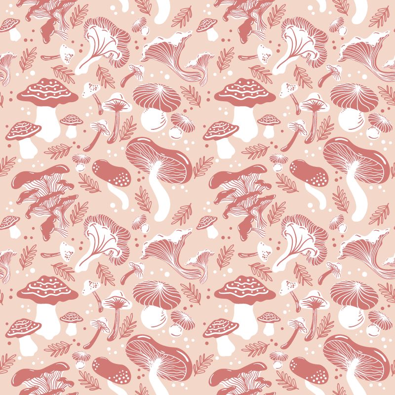 Flower vinyl rug with forest mushrooms on beige - TenStickers