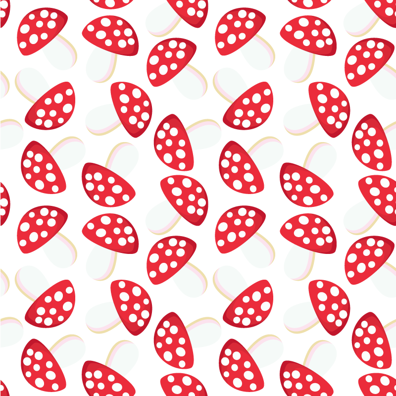 Flower vinyl rug with classical mushrooms on white - TenStickers