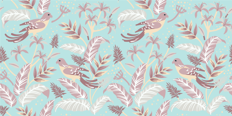 Flower vinyl rug in blue and pink floral design - TenStickers