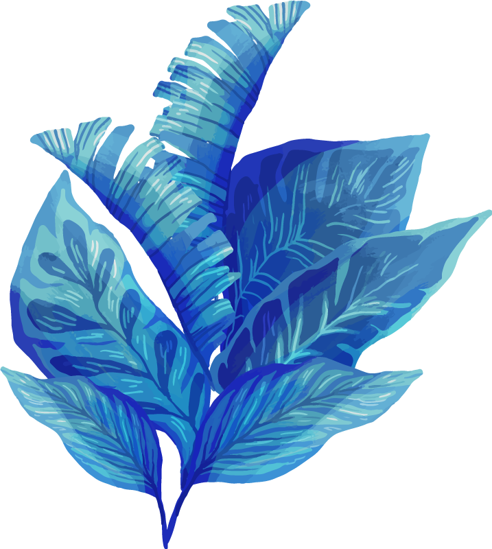 Flower vinyl rug blue leaf arrangement - TenStickers