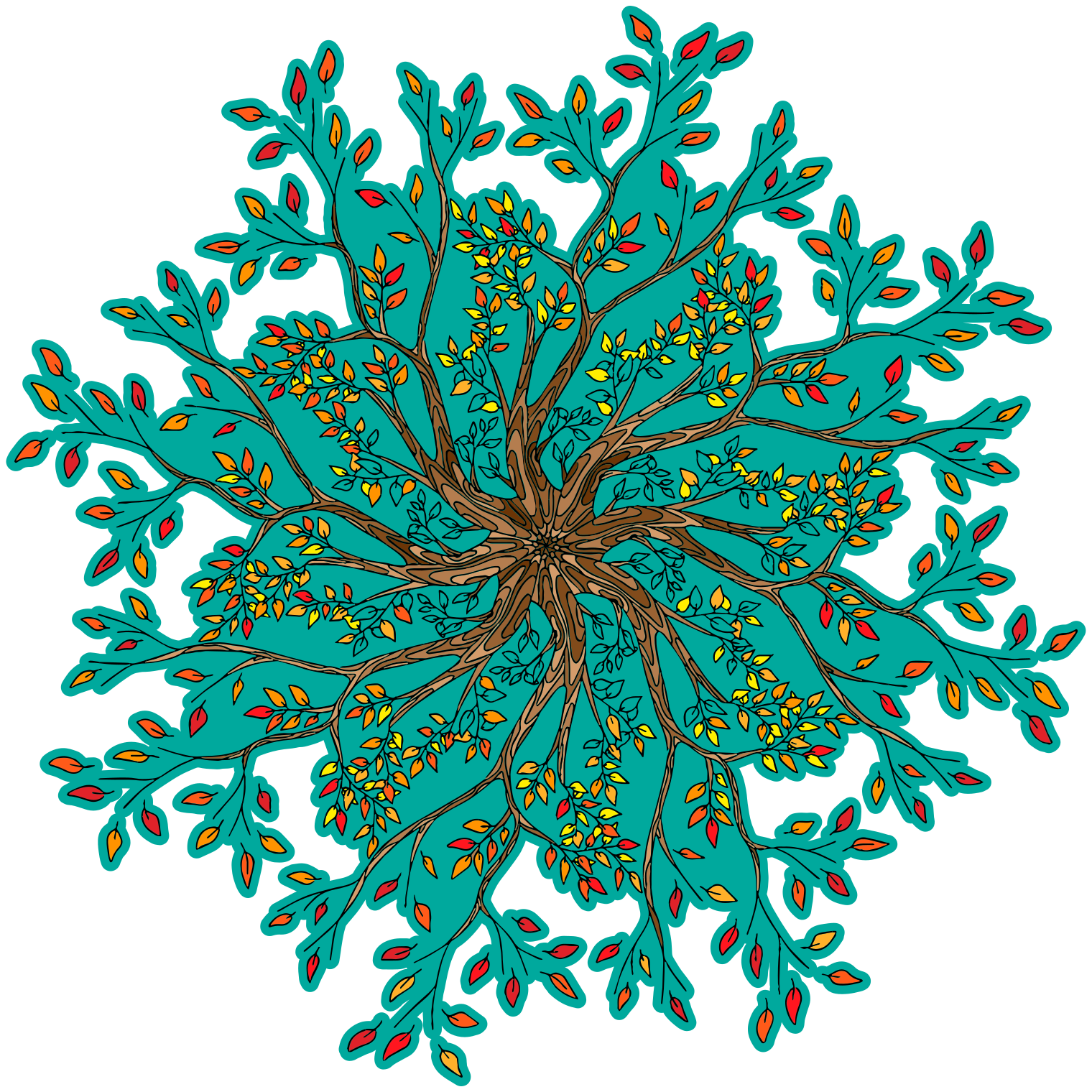 Flower vinyl rug vibrant tree design - TenStickers
