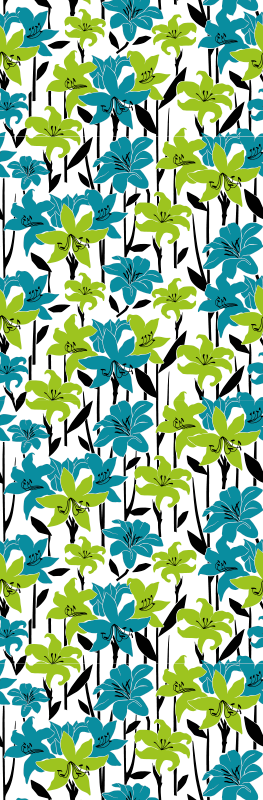 Bedroom vinyl rug with floral stencil design - TenStickers