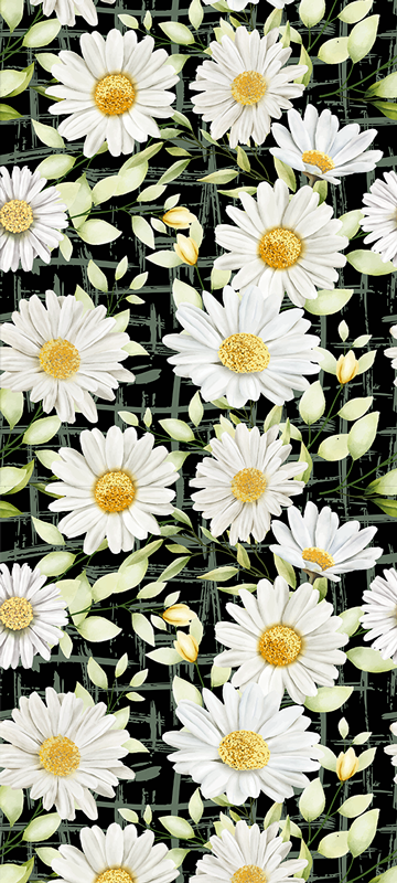 Bedroom vinyl rug with realistic daisies on stripes - TenStickers