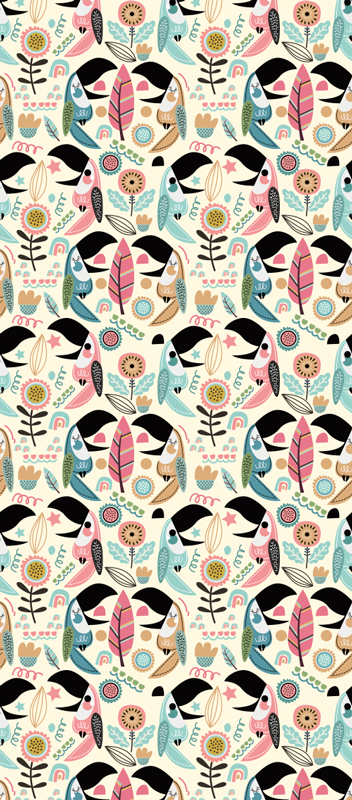 Bedroom vinyl rug in blue nordic pastel leaves - TenStickers