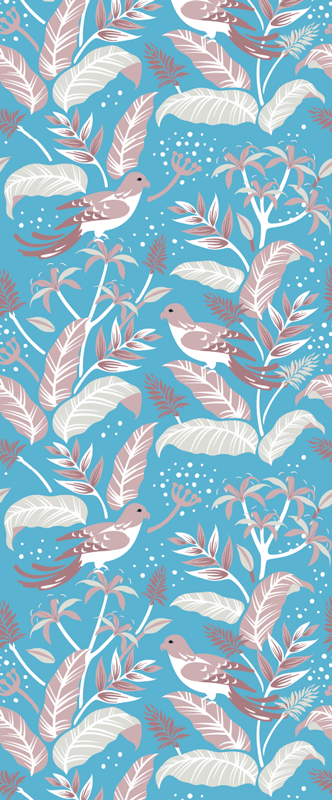 Bedroom vinyl rug with white borders on tropical leaves - TenStickers