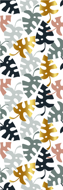 Bedroom vinyl rug with golden and multicolor leaves - TenStickers