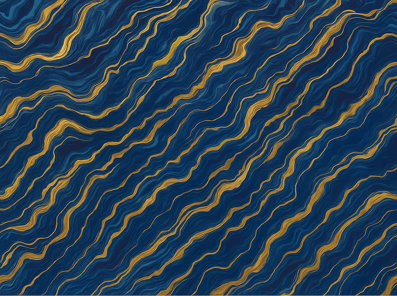 Bedroom vinyl rug blue and gold marble design - TenStickers