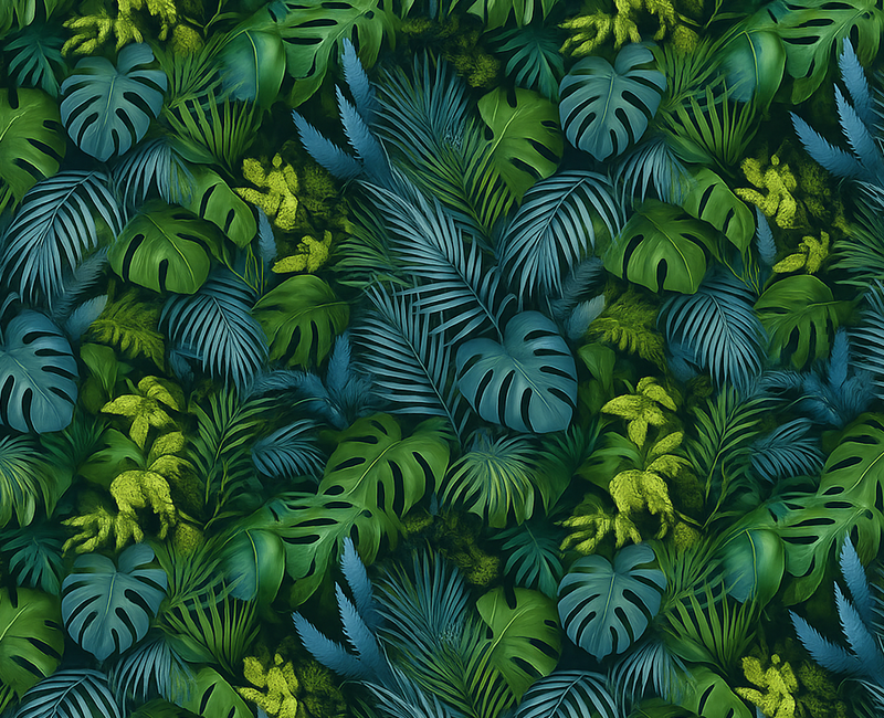 Bedroom vinyl rug with green and blue leaves - TenStickers