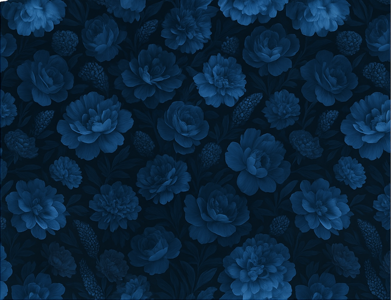 Bedroom vinyl rug dark blue enigmatic floral design - TenStickers