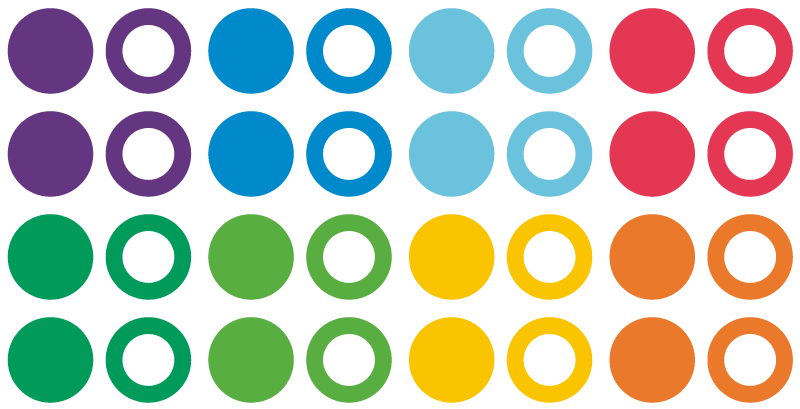 Geometric vinyl rug in rainbow color circles - TenStickers