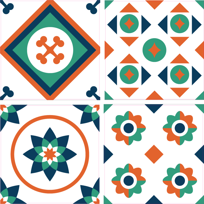 Geometric vinyl rug with geometric patterns - TenStickers