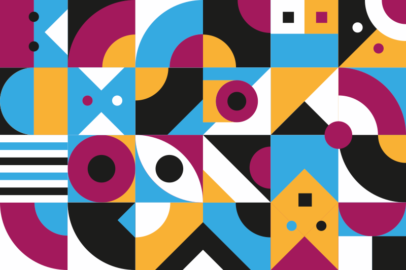 Geometric vinyl rug with vibrant abstract shapes - TenStickers