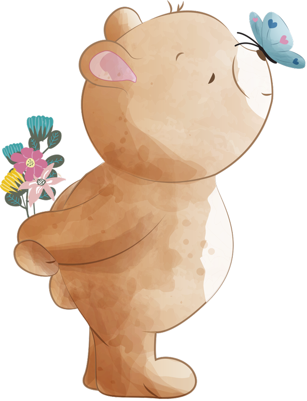 Kids vinyl rug with bear and butterfly sticker - TenStickers