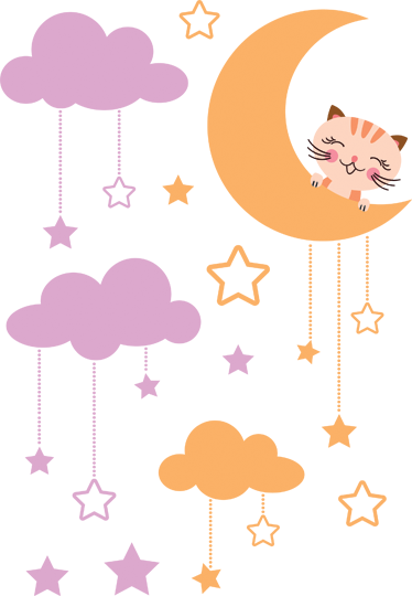 Kids vinyl rug cat moon sticker - TenStickers