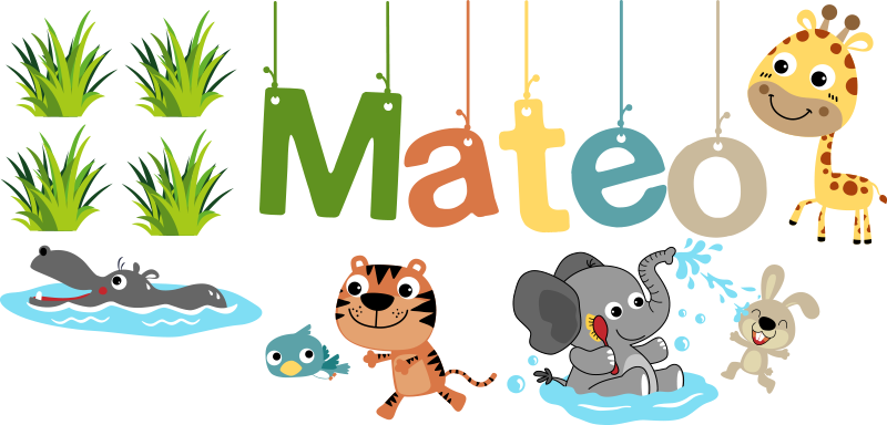 Kids vinyl rug with customizable jungle animal sticker - TenStickers