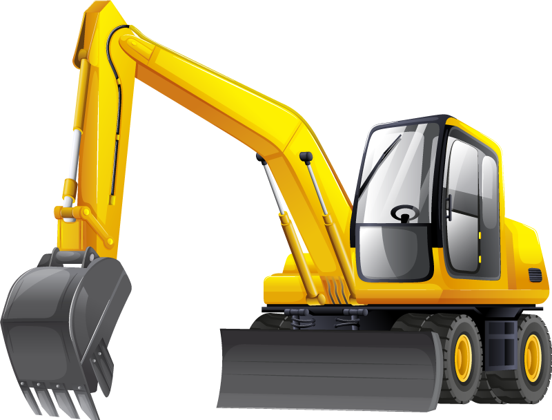 Kids vinyl rug excavator cartoon 3d yellow black - TenStickers